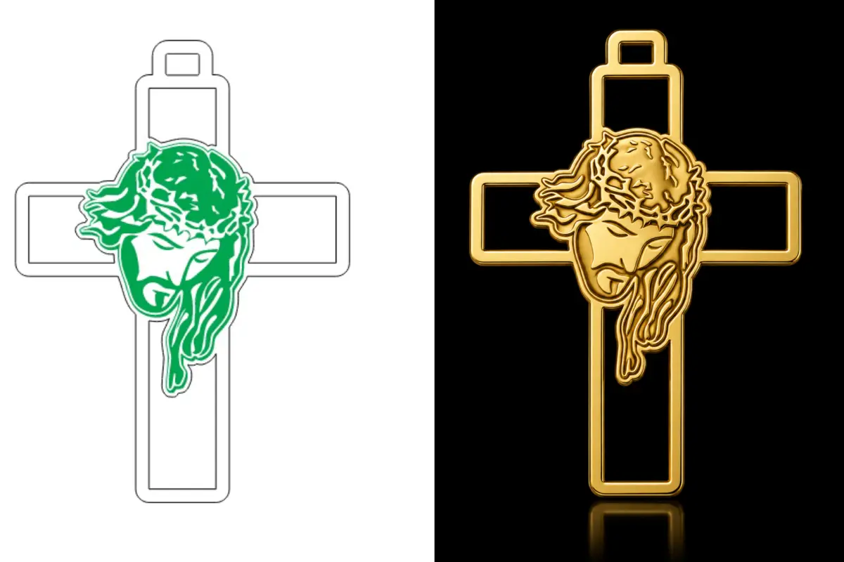 Modelos religiosos com cruz e Cristo