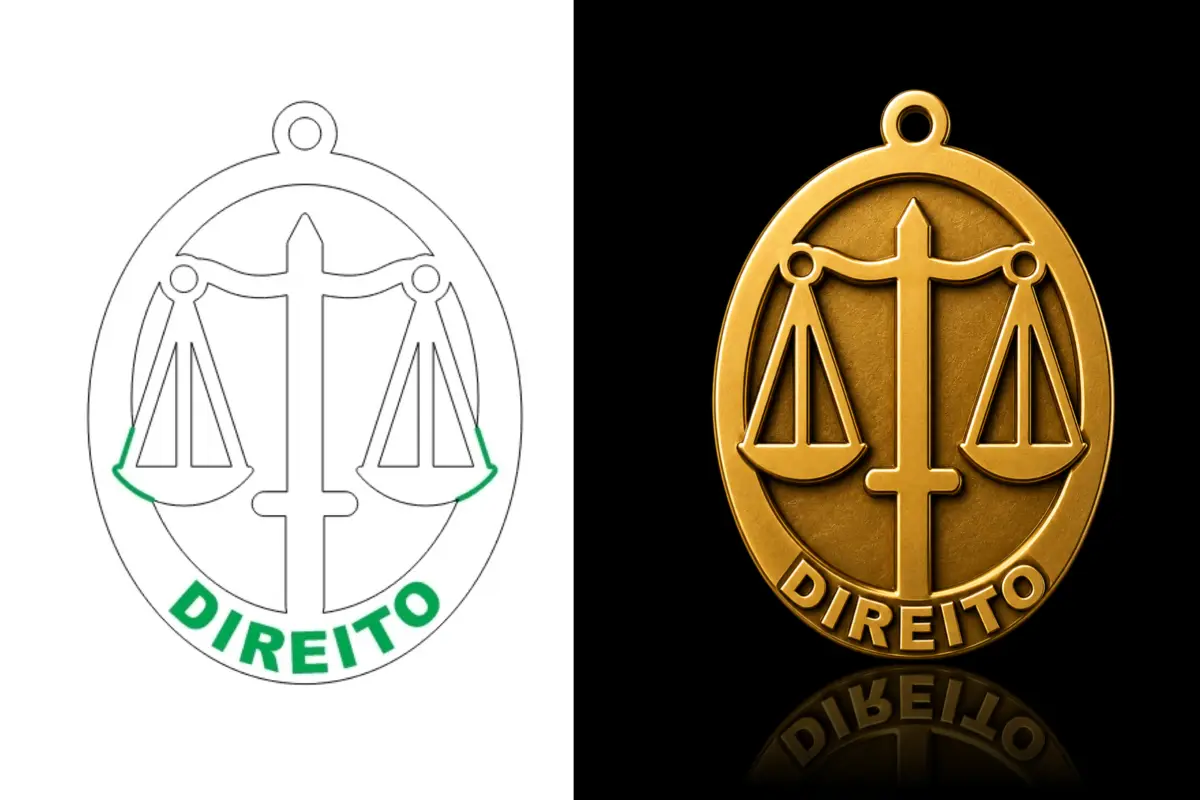 Emblema de Direito com balança e cruz