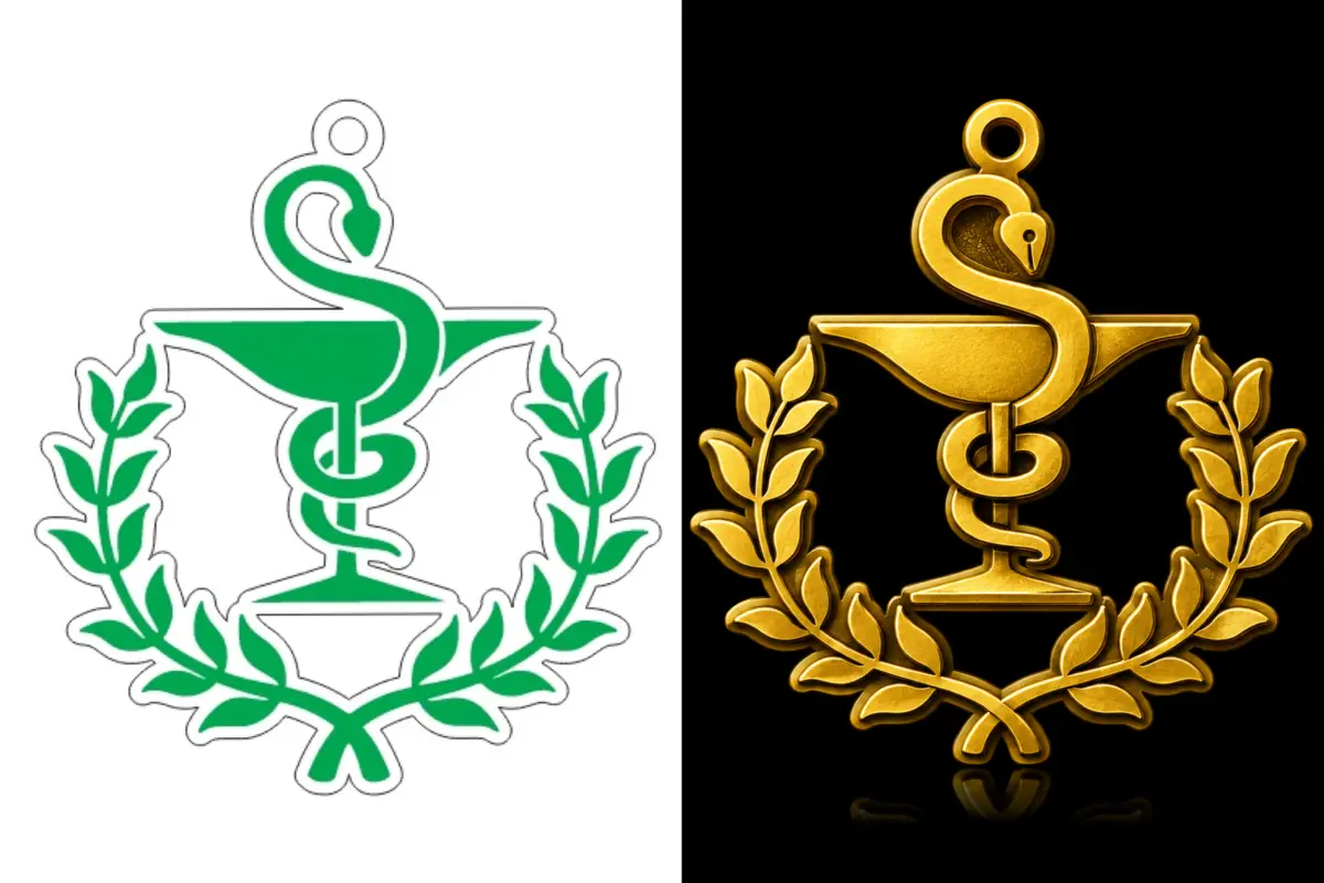 Emblema de Farmácia com cálice e serpente